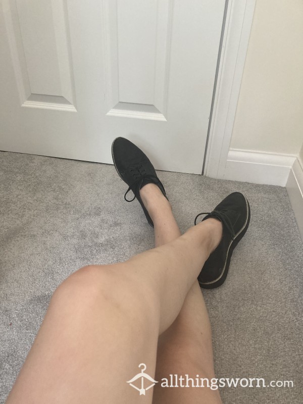 Black Well Worn Flat Shoes