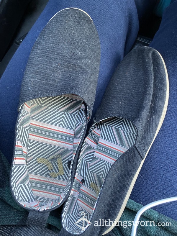 Black Well Worn Toms Looking Flat