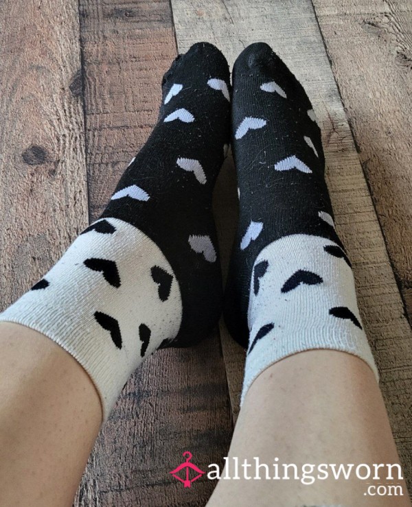 Black & White Heart Socks