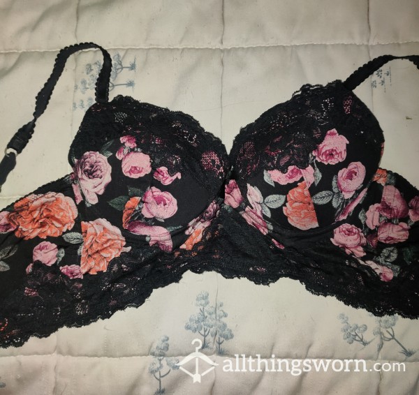 Black With Flowers Bra With Underwire - 5 Days Wear