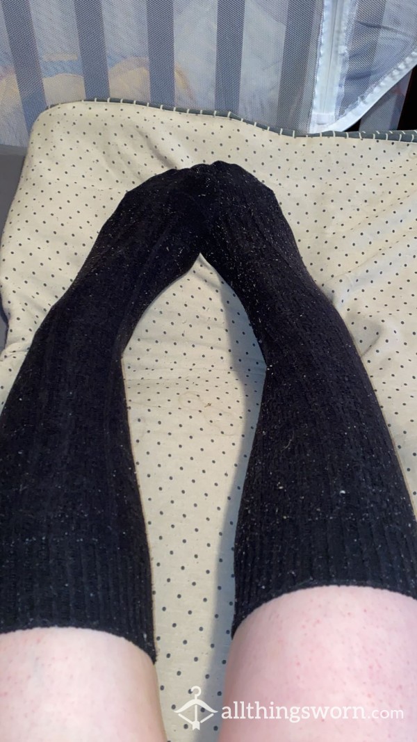 Black Wool Tall Boot Socks