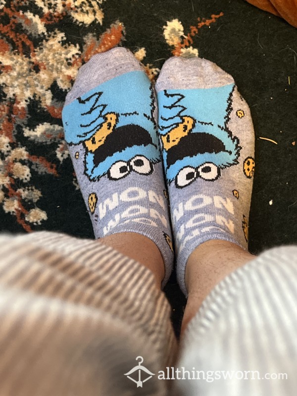 Blue Ankle Socks With 🍪 Monster