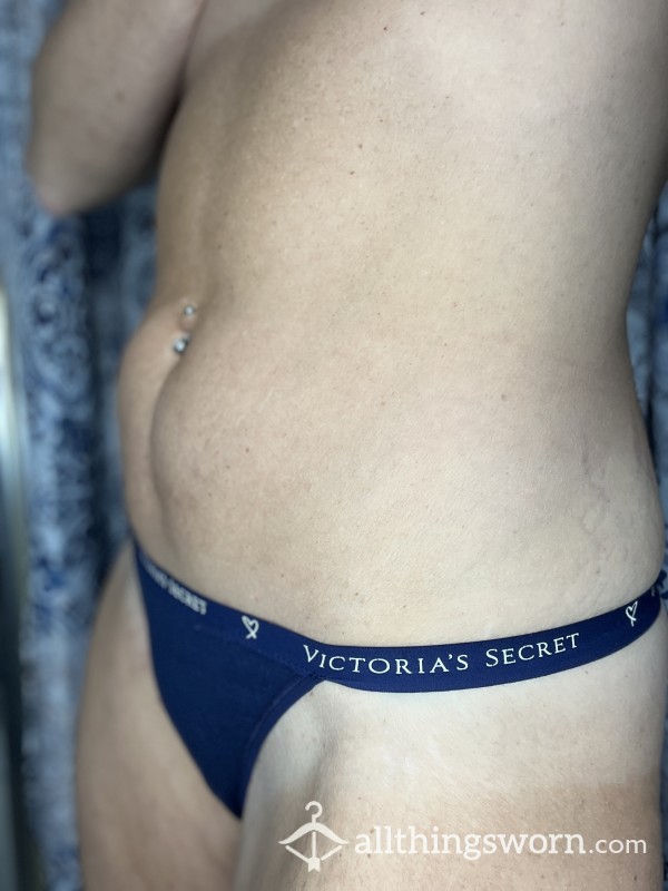 Blue Cotton Thong