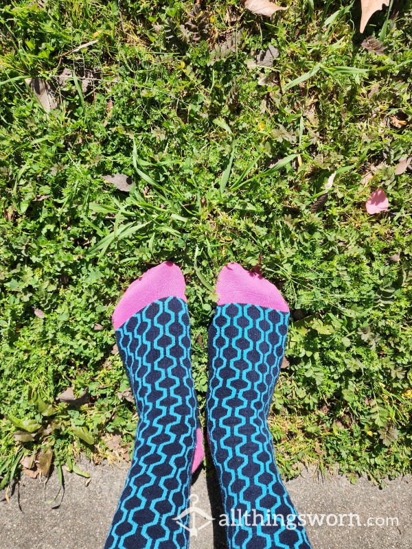 Blue Designed Socks (OS)