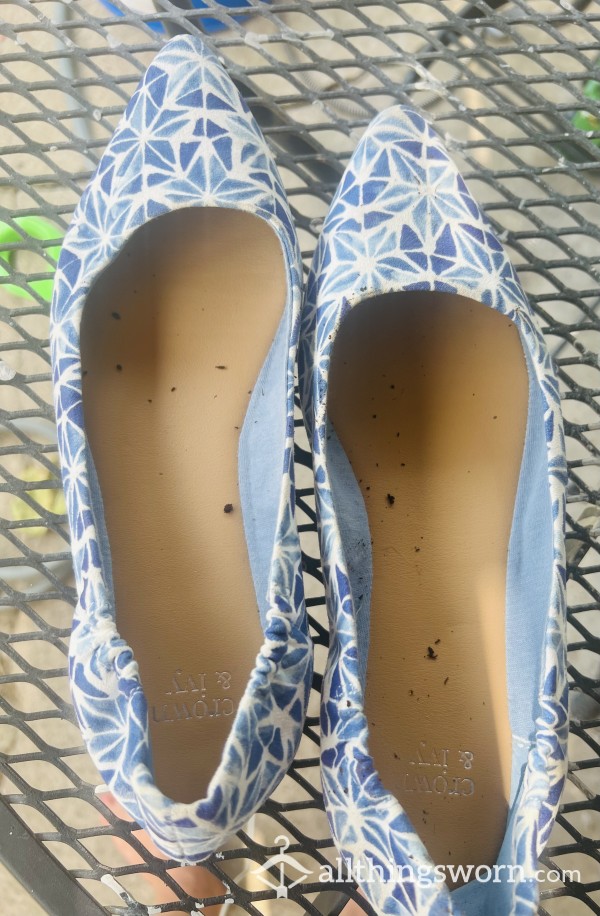 Blue Flat Shoes, Worn