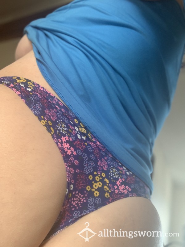 Blue Flowered Thong