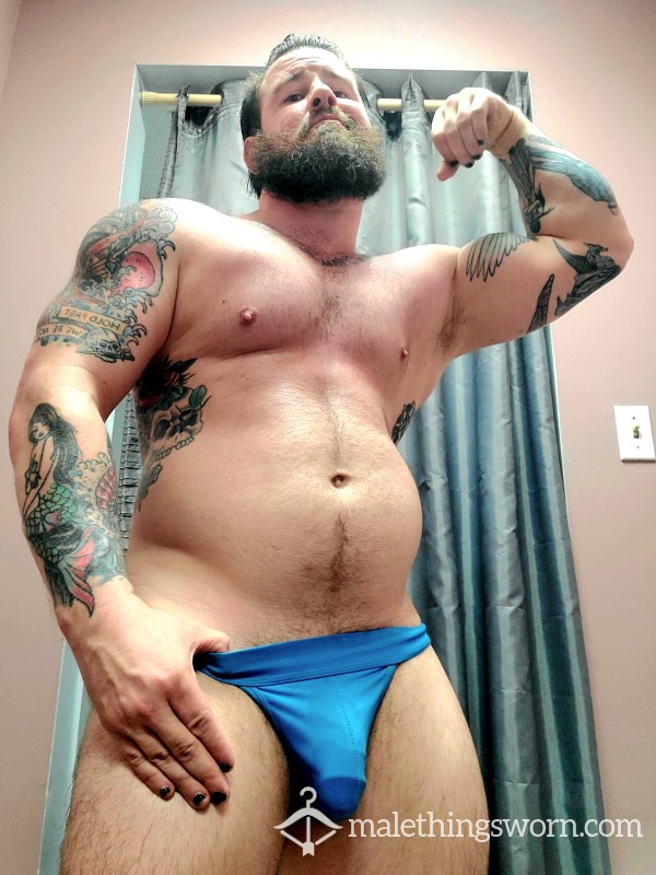 Blue Jock Worn By Sweaty Daddy Bear