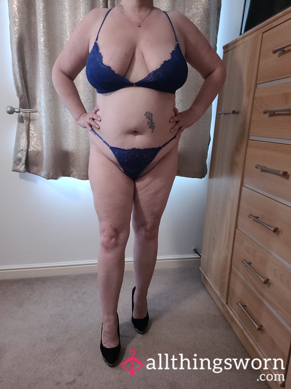 Blue Lace Bra And Knickers