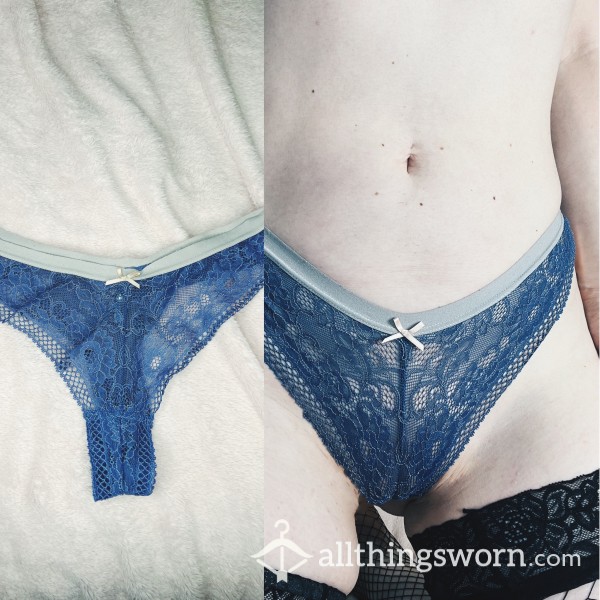 Blue Lace Thong