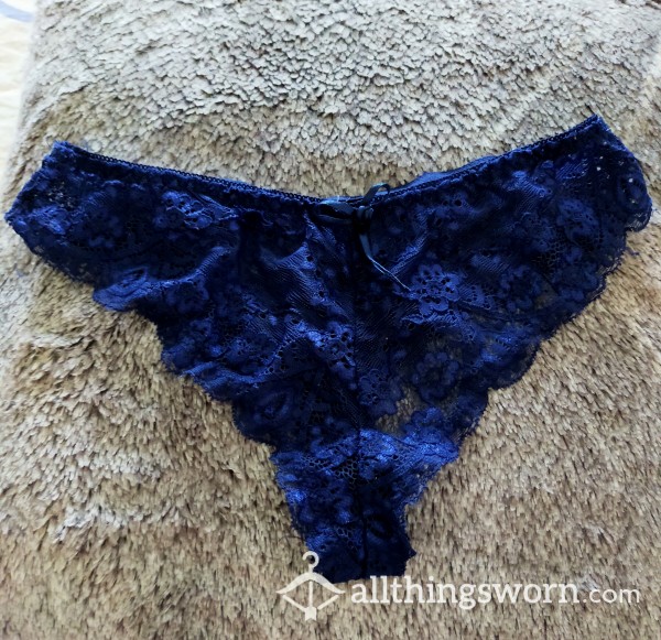 Blue Lace Thong