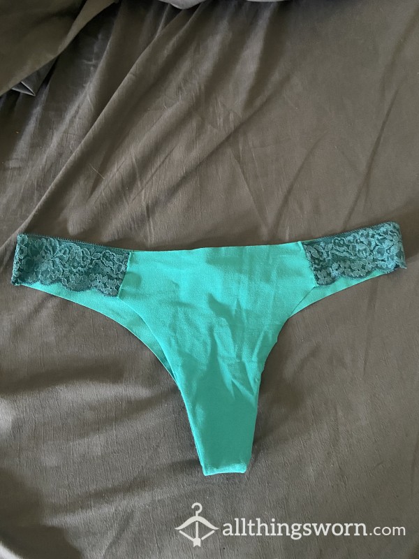 Blue No Show Lace Thong