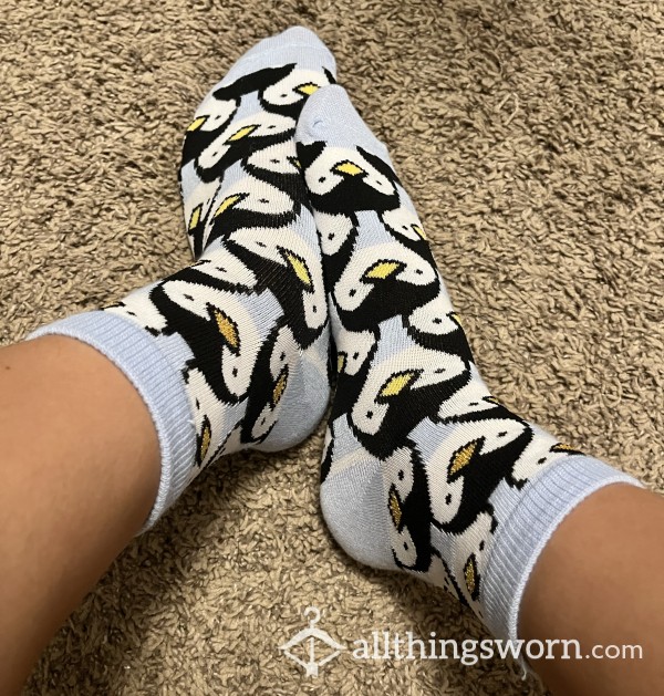 Blue Penguin Quarter Socks