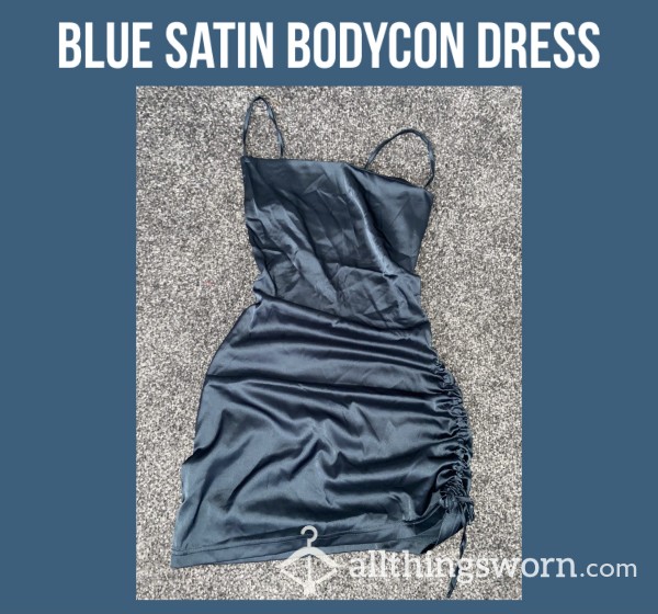 *reduced* Blue Satin Bodycon Dress🦕