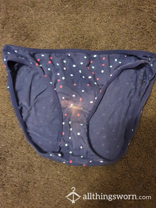 Blue Spotty Knickers - Bleached From Discharge