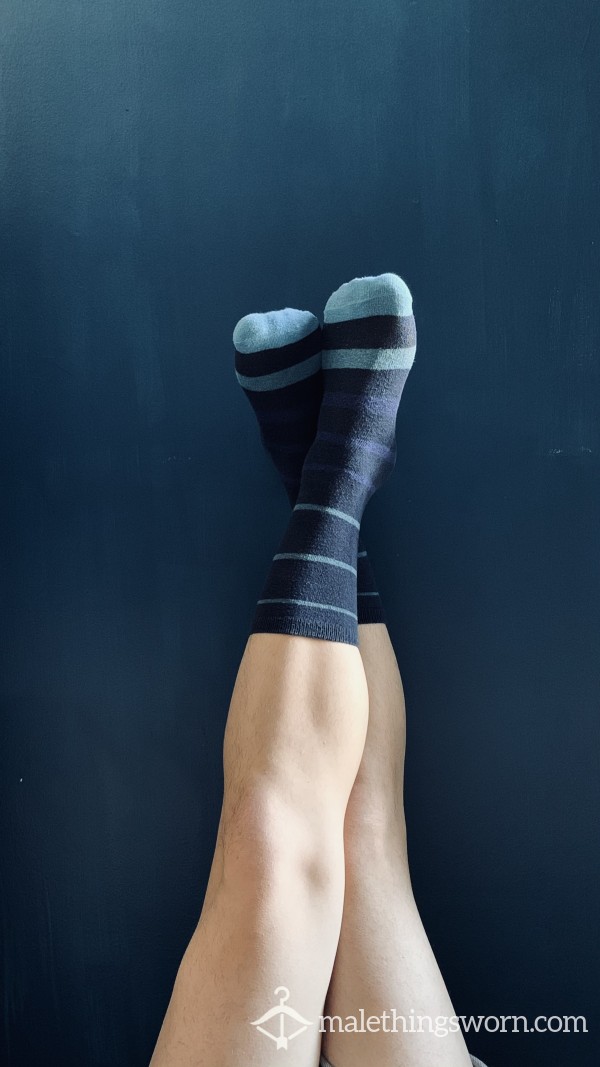 Blue Striped Dress Socks