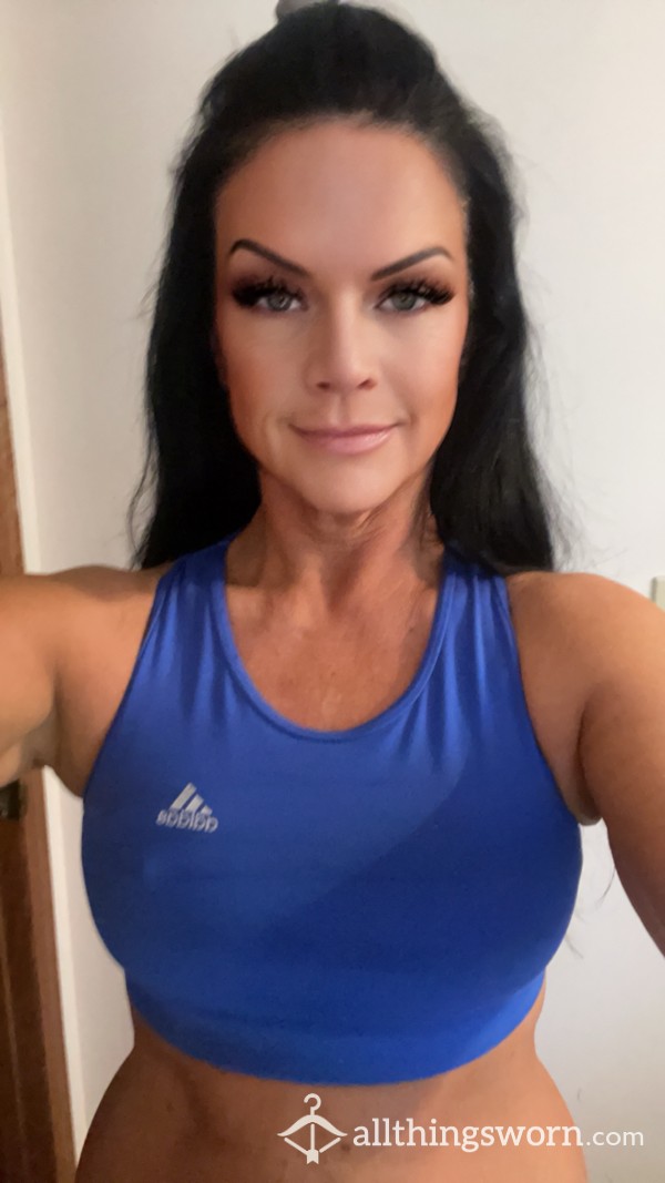 Old Worn Blue Adidas Sweaty Sports Bra