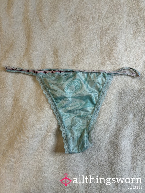 Blue Swirly Well Worn String Panties