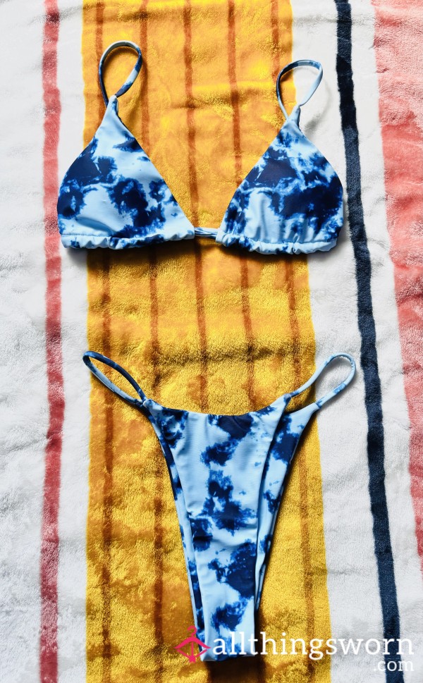 Blue Tie Dye Bikini Thong Set:)