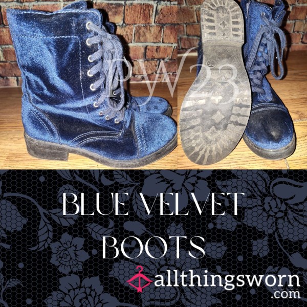 Blue Velvet Boots