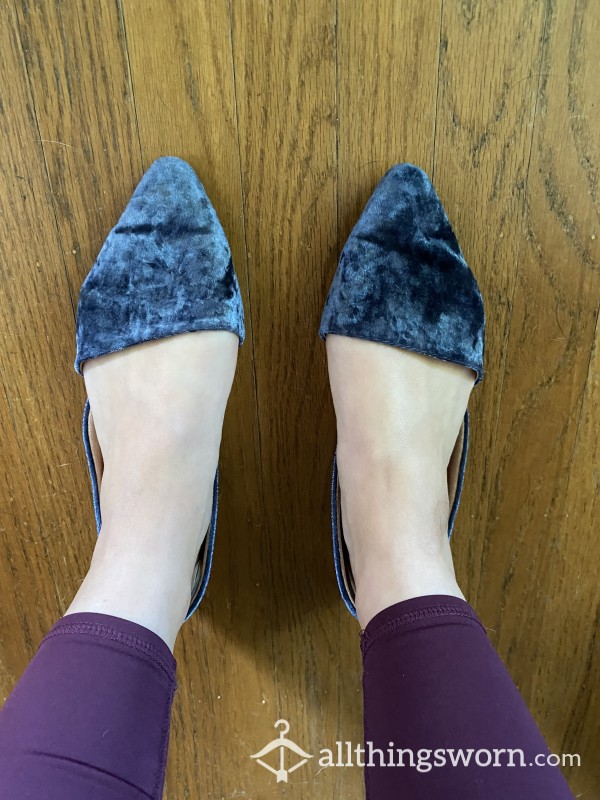 Blue Velvet Flats