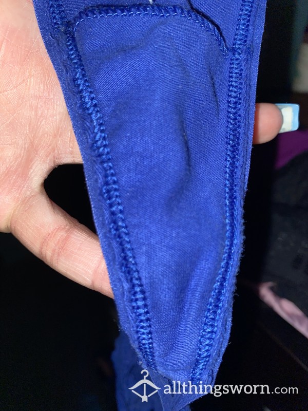 Blue Well Worn Lacy Thong