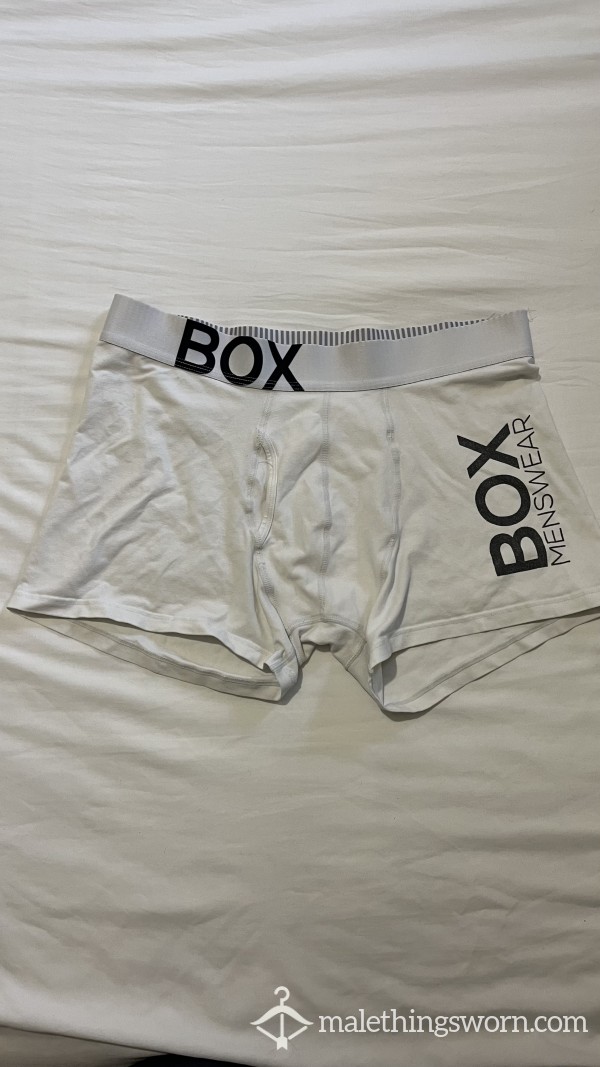 Box White Boxer Shorts Size M