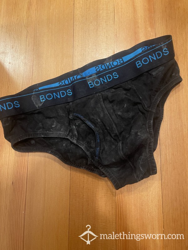 Bro’s Black Heavy C*mstained Bonds Briefs 🩲