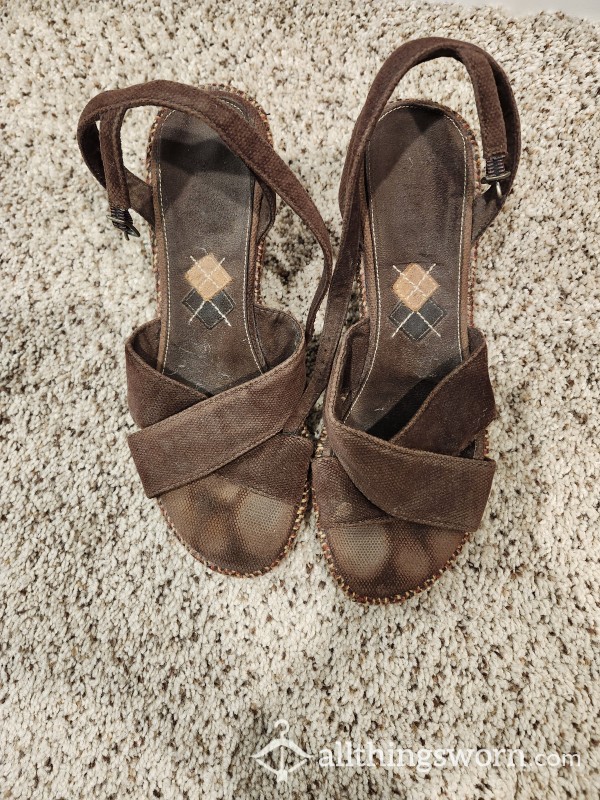 Brown Corduroy Wedge Heels