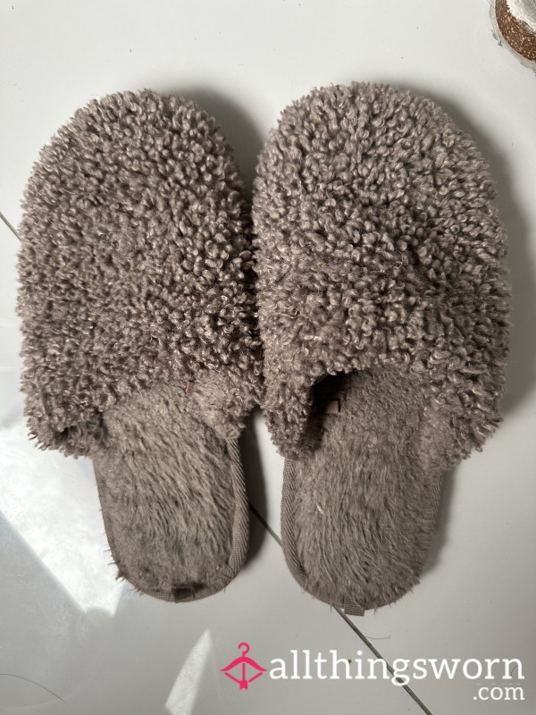 Brown Well Worn Slippers