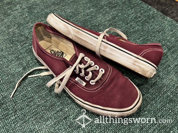 Burgundy Low Top Worn Vans