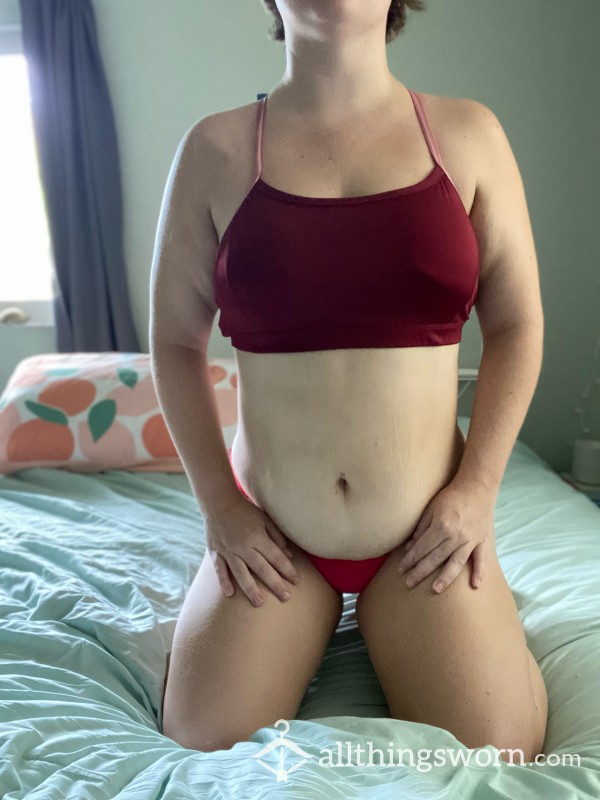 Burgundy, Tight, And Strappy Sports Bra