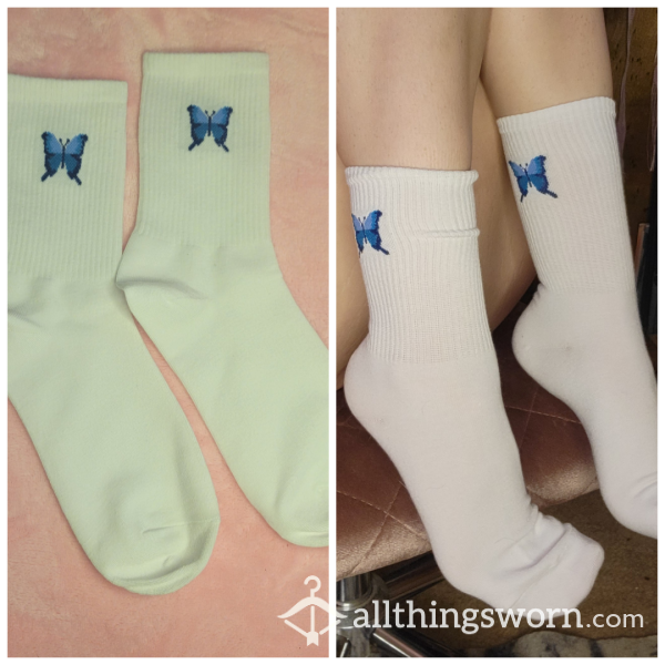 Bu*terfly Crew Socks In Cotton Material To Be Worn 3 Days Free W Shipping Included