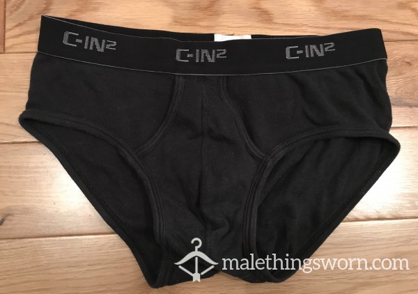 C-IN2 Tight Fitting Black Hip Brief With Key Hole Access Fly For Your C*ck -Used & Worn (S)