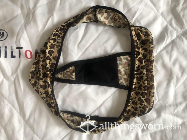 Cabin Crew Used Ice Silk Leopard Print Thong BN1 (ladyyaoying Cabin Crew Used  Panty)