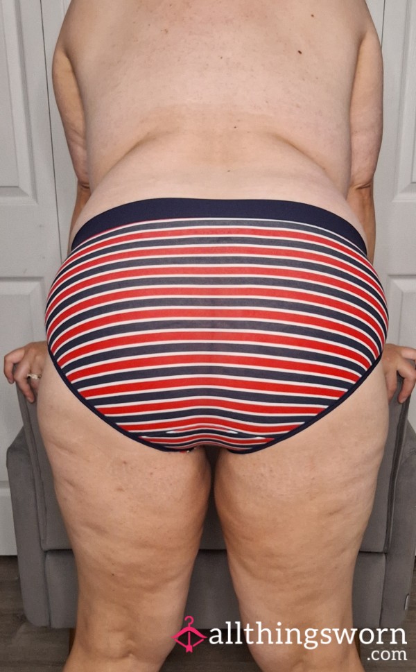 Cotton Red, White And Blue Hipster Panty 48hr Wear