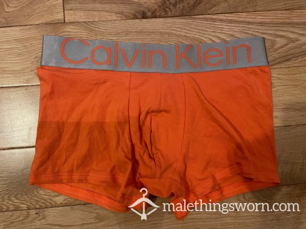 Calvin Klein Thick Waistband Microfiber Tight Fitting Orange Boxer Trunks (S) Ready To Be Customised For You!