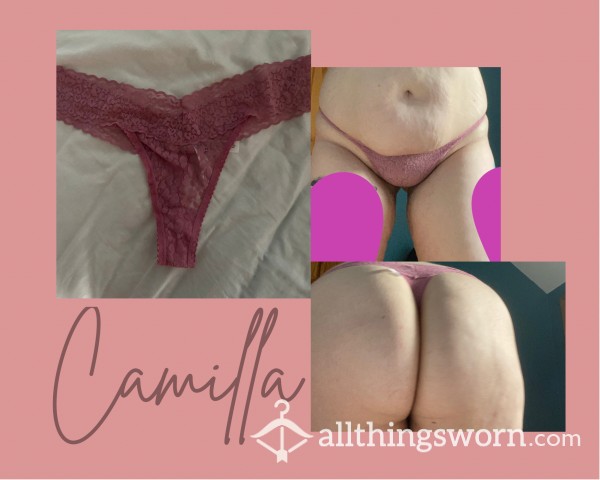 “Camilla” Pink Lace Thong