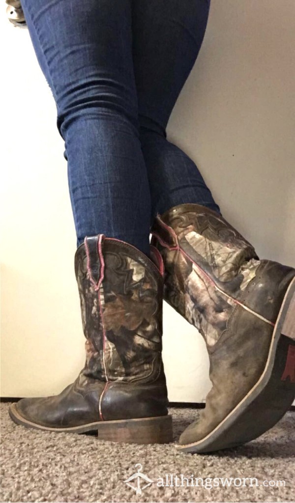 Camo Cowboy Boots! Well Worn!