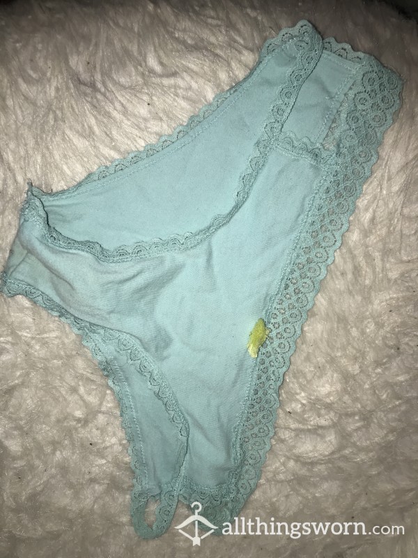 Cheeky Blue Cotton Panties With Yellow Ta**el (Does Not Fit)