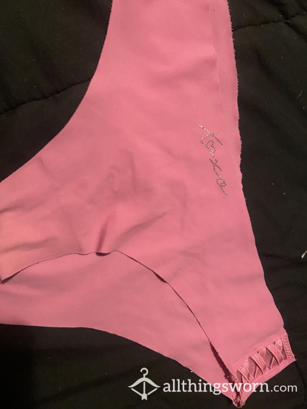 Cheeky Pink Size M Panties With Rhinestone XOXO On Front, S**y Criss-cross Detailing On Side!