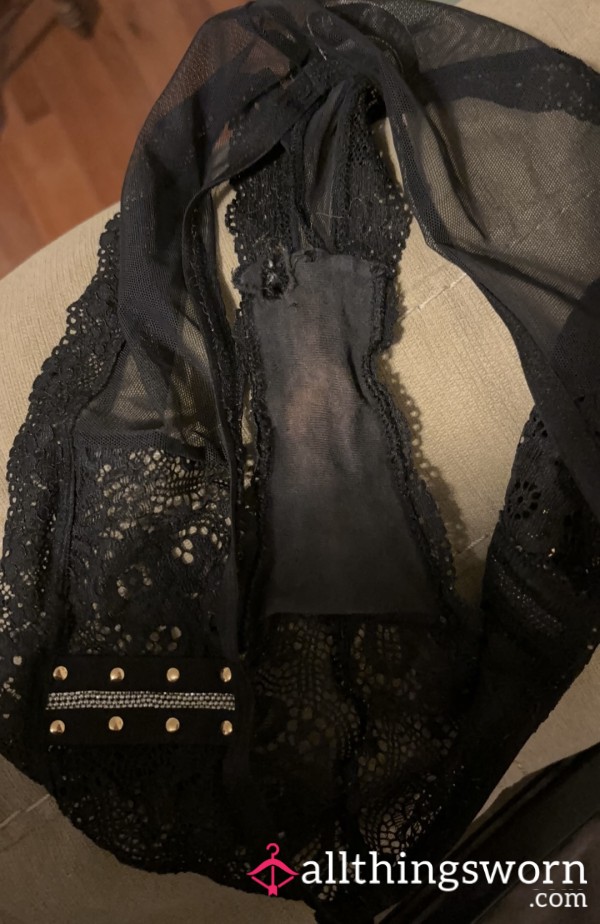 Cheeky S**y Black Panties With Bleached Gusset