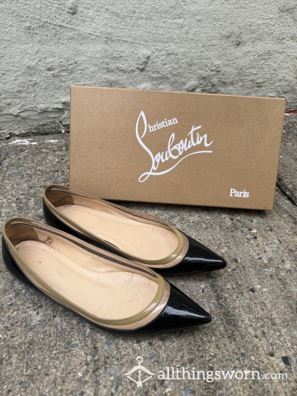 Christian Louboutin Patent Leather Flats - Heavily Worn