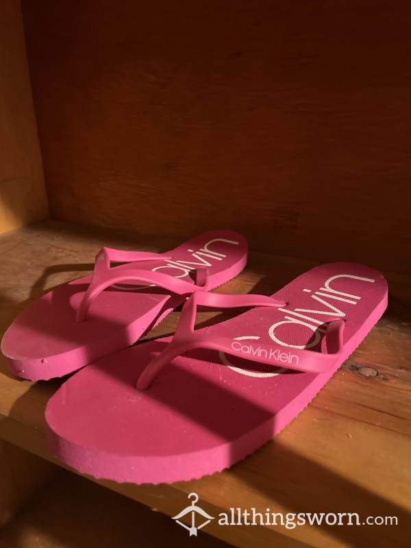 CK Pink Flip Flops