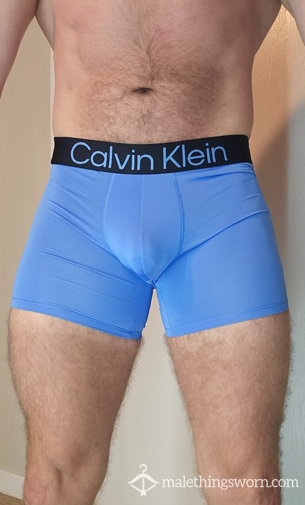 CK Size M Boxer Briefs Light Blue W/ Thick Black Waistband