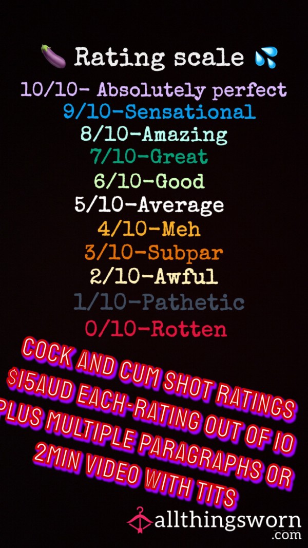 Video/written/audio C*ck Or C*m Shot Ratings 🍆💦😈