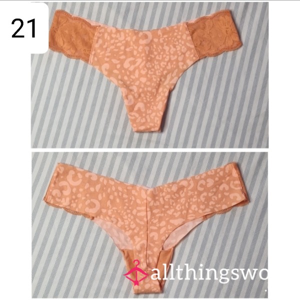 Cor*l Animal Print Thong With Lace Sides