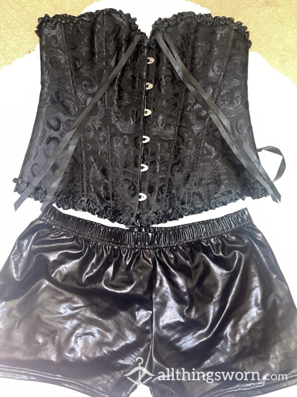 Corset And S**y Leather Hot Pants