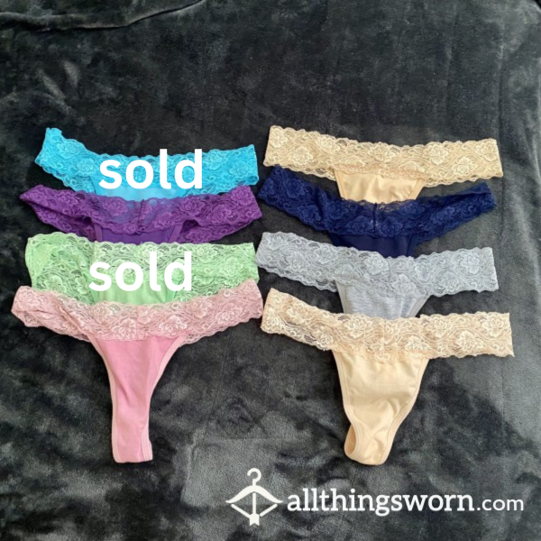 Cotton & Lace Thongs