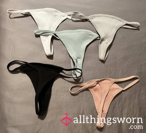 🦋 Cotton Ribbed G-string Thong Panties - 5 Colors Available 🦋