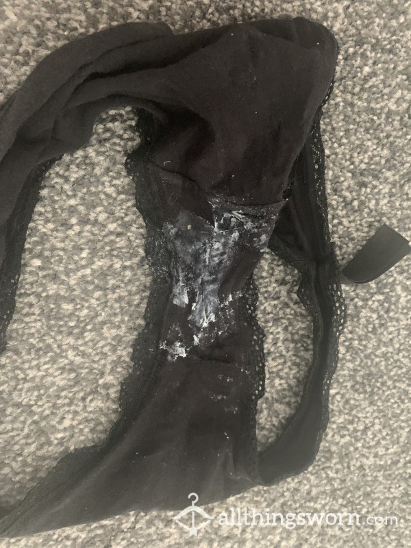 Creamy Black Cotton Knickers Panties